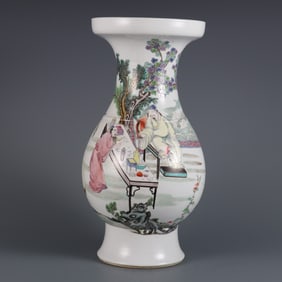 A Exquisite Famille-Rose Character and Story Pattern Vase