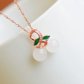 A Exquisite Silver Inlaid Hotan Jade Flower and Fruit-shaped Pendant