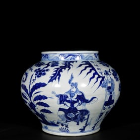 A Rare Blue and White Character and Story Pattern Jar