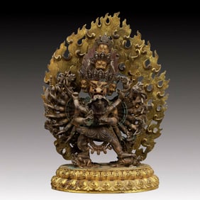 A Solemn Gilt Bronze Statue of Yamantaka