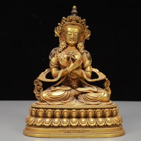 A Solemn Gilt Bronze Buddha Statue
