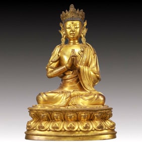A Solemn Gilt Bronze Statue of Sakyamuni