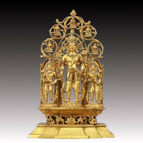 A Solemn Gilt Bronze Inlaid Gems Statue of Tara