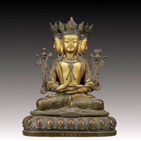 A Solemn Gilt Bronze Buddha Statue