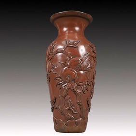 A Precious Coloured glaze Coarse cloth Glazed Bats and Peach Pattern Vase