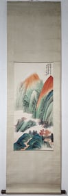 A Chinese Vertical Scroll Ink Painting of Landscape and Figure on Paper,Zhang Daqian