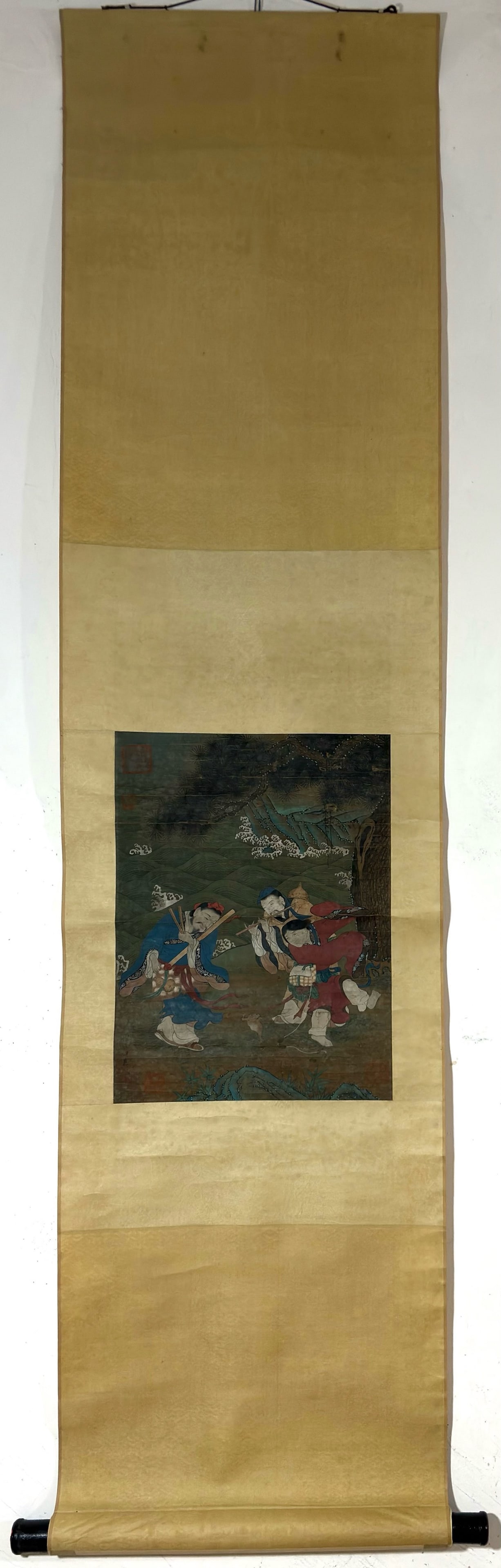 A Chinese Vertical Scroll Ink Painting of Character and Story on Silk,Du Jin: A Chinese Vertical Scroll Ink Painting of Character and Story on Silk,Du Jin,Size:(Without frame)41cmx30cm 一幅中国水墨绢本人物故É