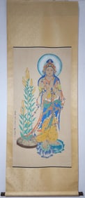 A Chinese Vertical Scroll Ink Painting of Buddha on Paper,Zhang Daqian
