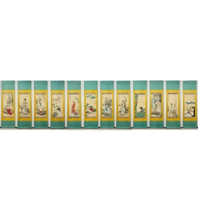 A Set of Chinese Vertical Scroll Ink Painting of Woman on Paper,Zhang Daqian