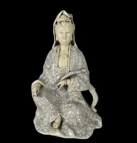 A Solemn Blance-De-Chine Statue of Avalokitesvara