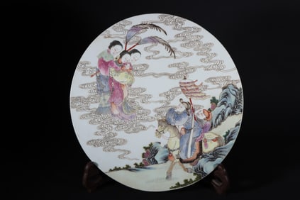 A Rare Famille-Rose Auspicious Cloud,Character and Story Pattern Porcelain Plaques