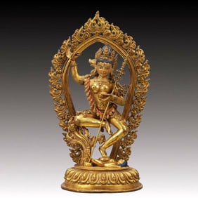 A Solemn Gilt Bronze Statue of Vajrasattva