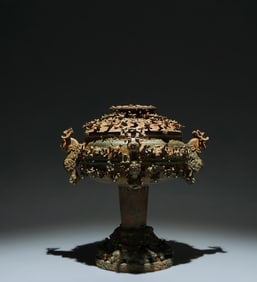 An Archaic Bronze Plum Blossom Pattern Beast-Ears Censer