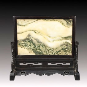 A Huge Zitanwood Inlaid Dolomite Table Screen