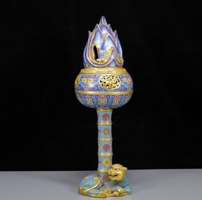 A Huge Cloisonne Beast-Face Pattern Mountain-Shaped Censer