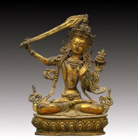 A Solemn Gilt Bronze Buddha Statue