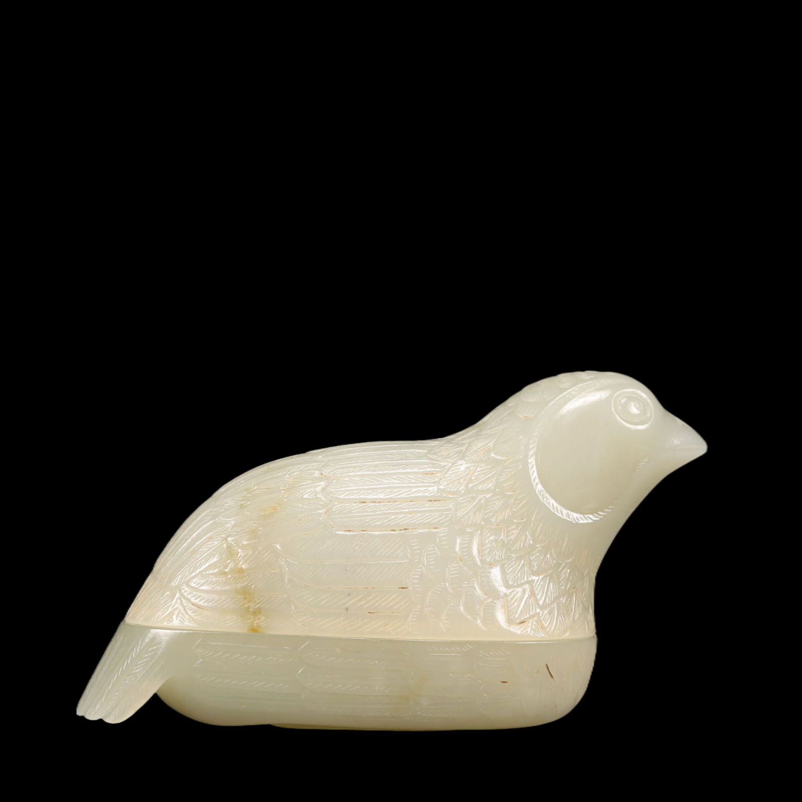 An Exquisite White Jade Bird Ornament: An Exquisite White Jade Bird Ornament, Qing Dynasty, China, Size:10cmx4cmx5cm, Weight:112g 精美的白玉鸟摆件,中国清代,尺