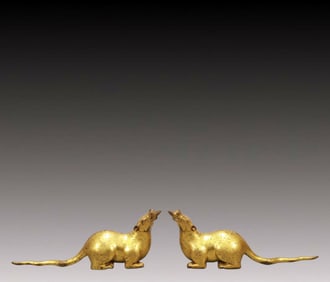 A Rare Gilt Bronze Rat Ornaments