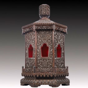 A Huge Zitanwood Lotus Pattern Niche