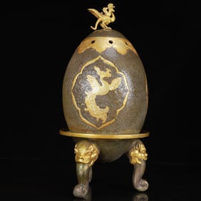 An Exquisite Gilt Silver Phoenix Pattern BeastEars Legs Censer