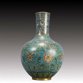 An Exquisite Cloisonne Lotus Pattern Vase