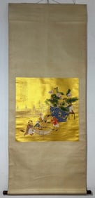 A Chinese Vertical Scroll Ink Painting of Character and Story on Paper,Ren Zhong