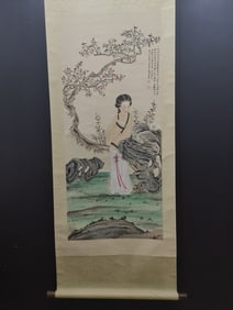 A Chinese Vertical Scroll Ink Painting of Woman on Paper,Zhang Daqian