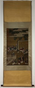 A Chinese Vertical Scroll Ink Painting of Character and Story on Silk,Yao Wenhan