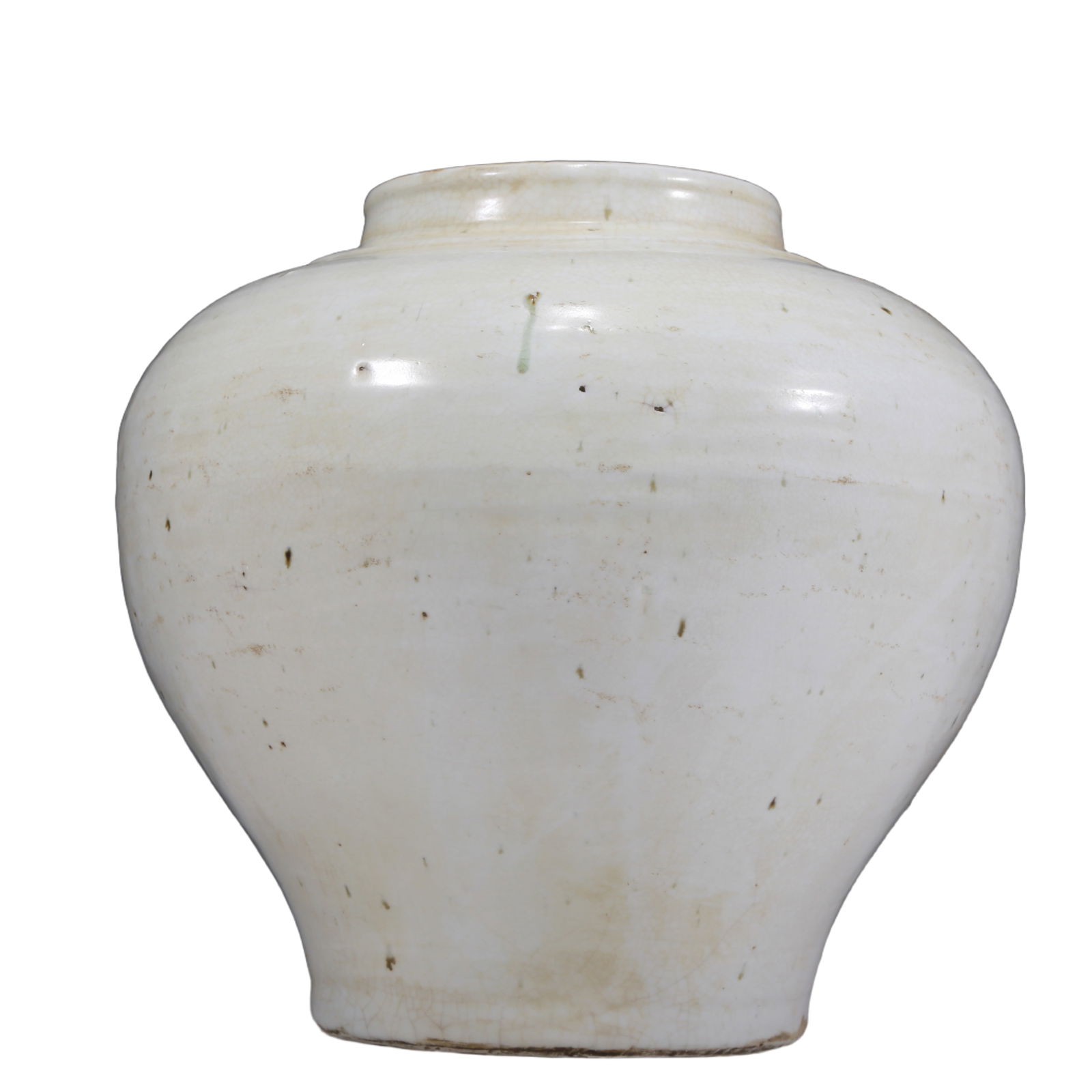An Elaborate Porcelain White-Glazed Korean Jar: An Elaborate Porcelain White-Glazed Korean Jar. Ancient South Korea, Gaoli Period. Size:29cmx30cm. Weight:6030g. 高丽时期 白釉韩国瓷罐