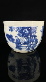 An Exquisite Blue and White Character and Story Pattern Vat