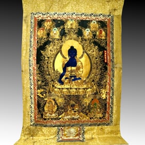 An Exquisite Gold Embroidery Sakyamuni Tangka