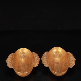 A Pair of Exquisite Gilt Bronze Flower and Fish Pattern Bowls