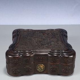 An Exquisite Zitanwood Seawater,Auspicious Cloud and Dragon Pattern Cover Box