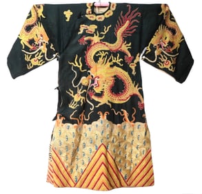 A Fabulous Embroidered Gilded 'Ocean& Dragon' Dragon Robe
