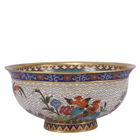 An Exquisite Cloisonne Flower and Bird Pattern Bowl