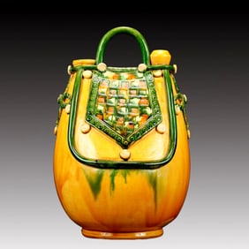 A Rare Tang Tri-Color Glazed Pottery Ewer