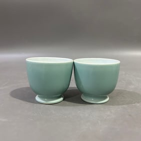 A Pair of Exquisite Celadon Glazed Cups