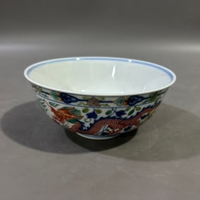 An Exquisite Doucai Flower,Dragon and Phoenix Pattern Bowl