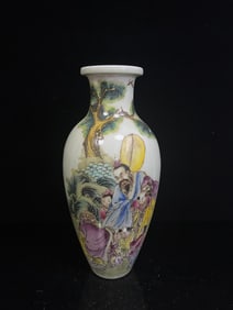 A Rare Famille-Rose Character and Story Pattern Vase