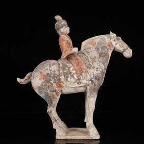 A Rare Tang Tri-Color Glazed Pottery Figure Riding Horse Ornaments