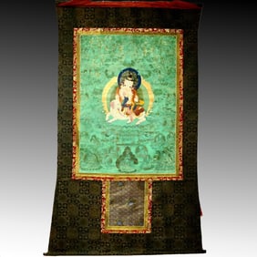 An Exquisite Brocade Painted Color Statue of Samantabhadra Tangka