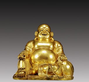 A Solemn Gilt Bronze Statue of Maitreya Buddha