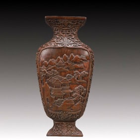 A Rare Eaglewood Landscape Pattern Vase