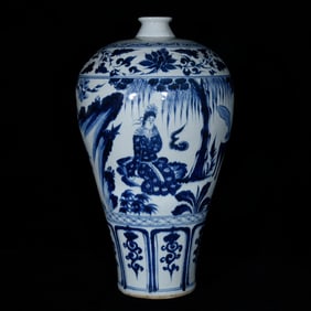 A Huge Blue and White Character and Story Pattern Vase