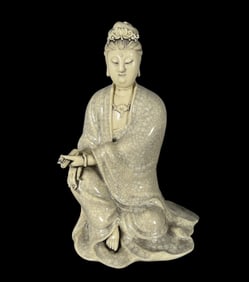 A Solemn Blance-De-Chine Statue of Avalokitesvara