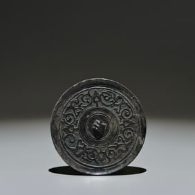 An Archaic Bronze Dragon Pattern Round Mirror