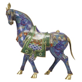 A Huge Cloisonne Seawater and Dragon Pattern Horse Ornament