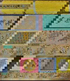 A Chinese Hand Scroll Ink Painting of Character and Story on Silk,Wu Daozi