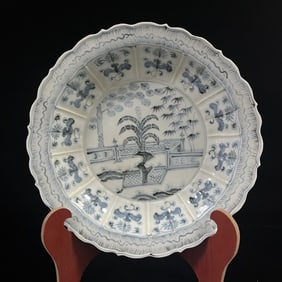 A Huge Blue and White Pine, Bamboo and Plum Blossom Pattern Plate