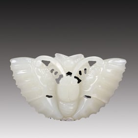 An Excellent White Jade 'Butterfly' Pendant
